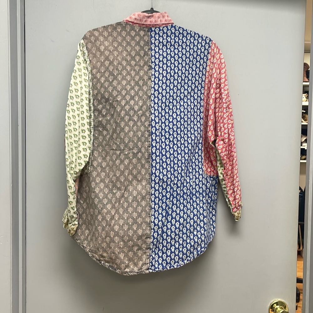 Sacred Threads Colorful Patchwork Button Down Shi… - image 6